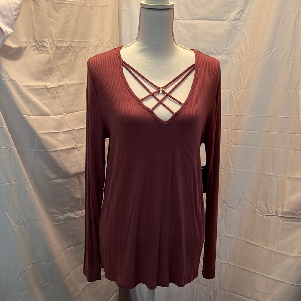 NWT Rags to Riches Long Sleeve Cotton Top (Mauve)